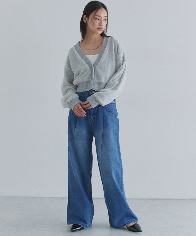 163cm / ライトグレー×アイボリー / M