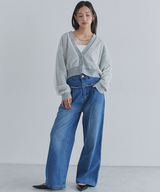 163cm / ライトグレー×アイボリー / M