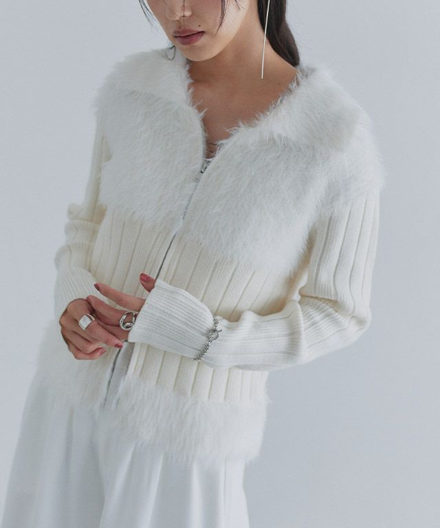 [ECLAM] フェザードッキングジップニット