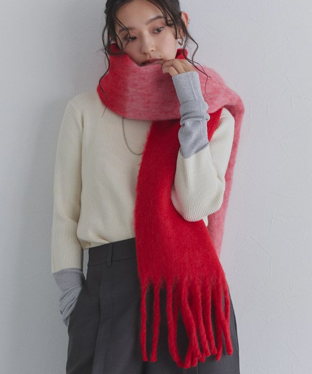 163cm / レッド×アイボリー / M