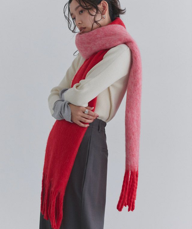 163cm / レッド×アイボリー / M