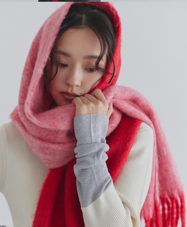 163cm / レッド×アイボリー / M