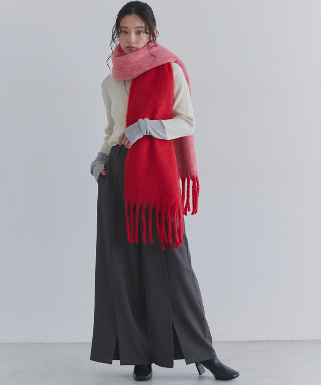 163cm / レッド×アイボリー / M