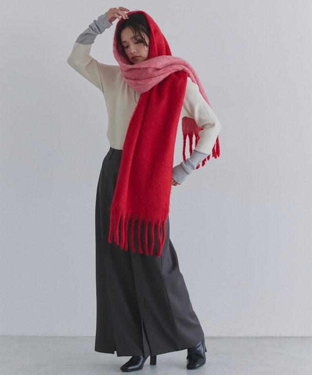 163cm / レッド×アイボリー / M