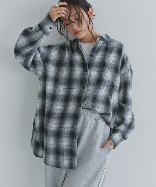 [ECLAM] ベーシックオーバーチェックシャツ【Pierrot】