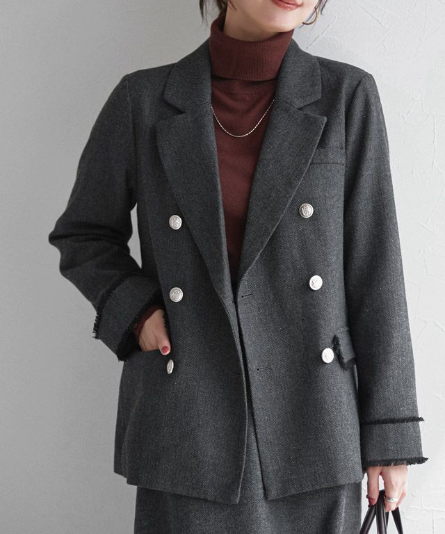 167cm / ヘリンボーン / グレー / M