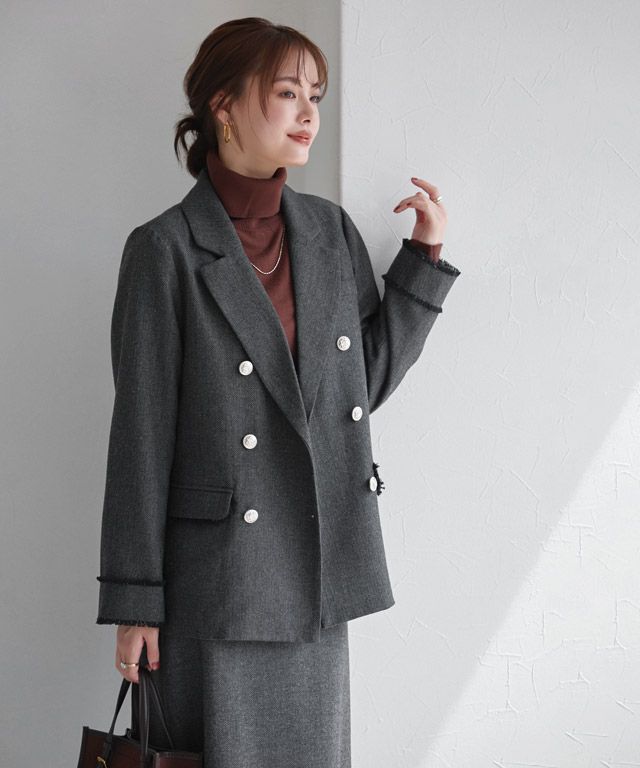 167cm / ヘリンボーン / グレー / M