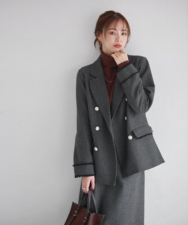 167cm / ヘリンボーン / グレー / M