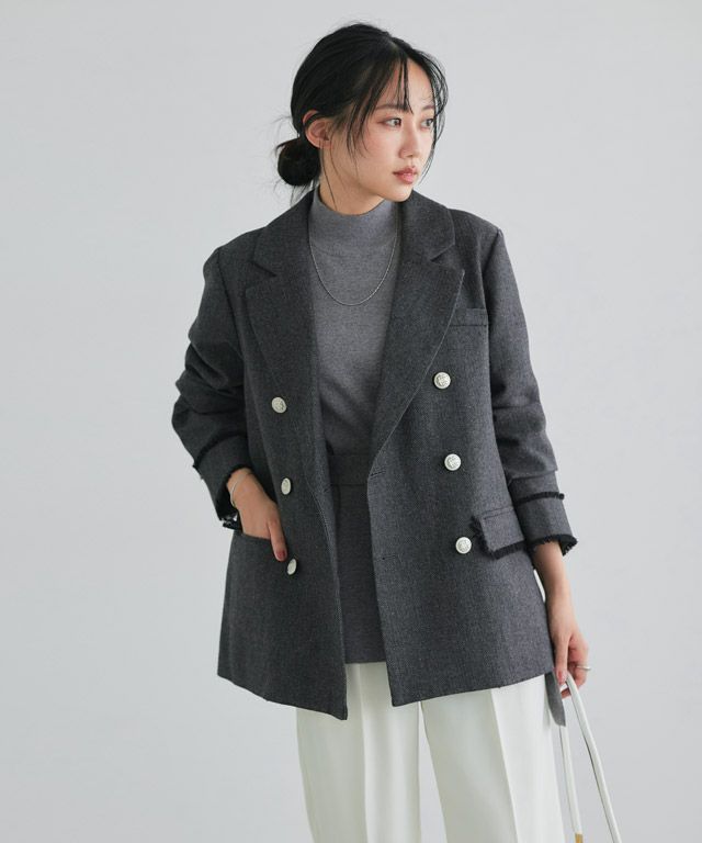 162cm / ヘリンボーン / グレー / M