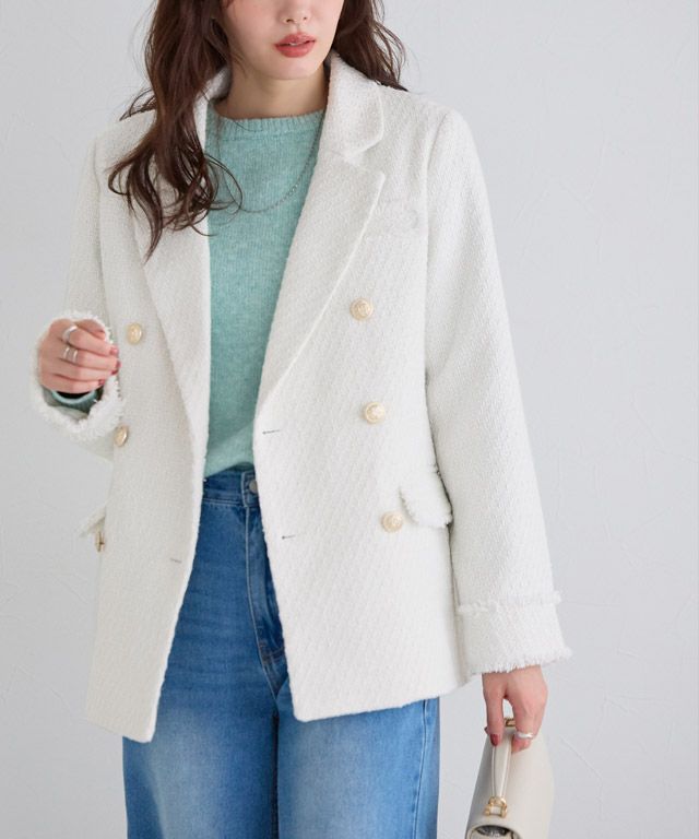 167cm / ツイード / オフホワイト / M