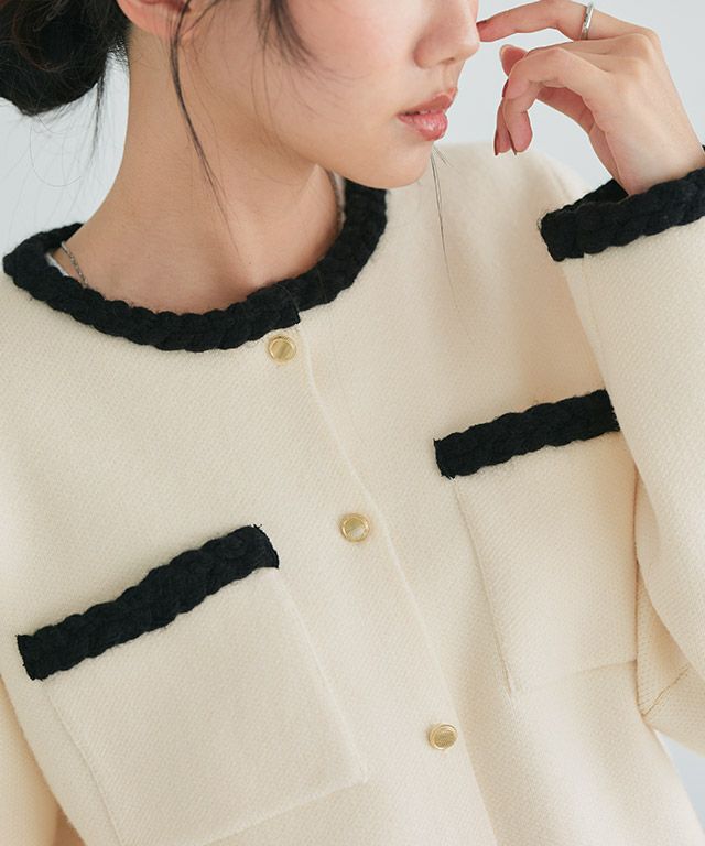 162cm / アイボリー×ブラック / M