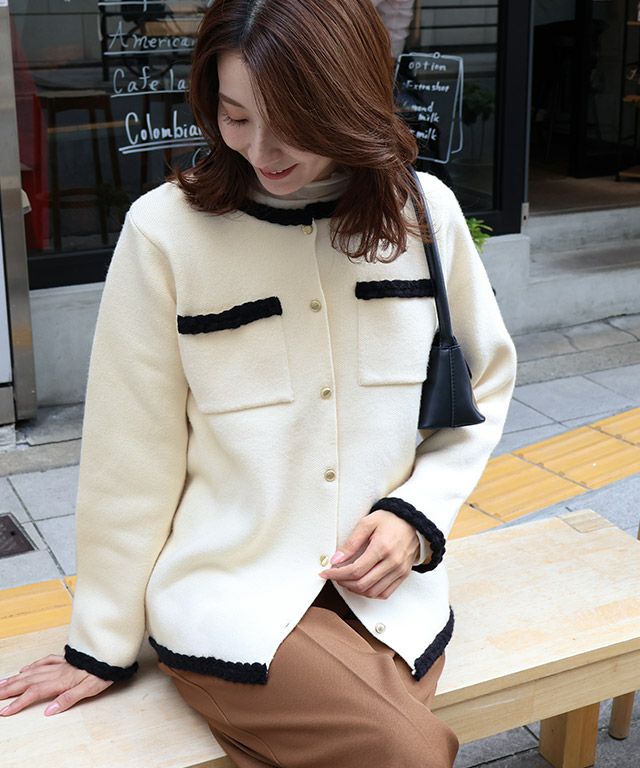 163cm / アイボリー×ブラック / M