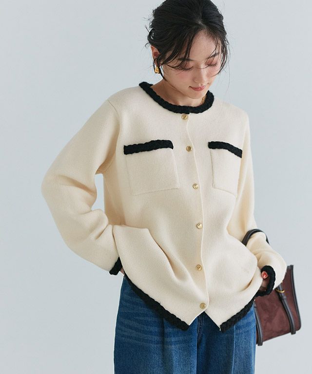 160cm / アイボリー×ブラック / M