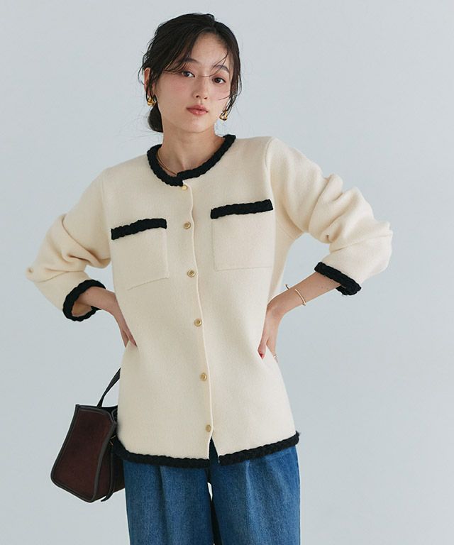 160cm / アイボリー×ブラック / M