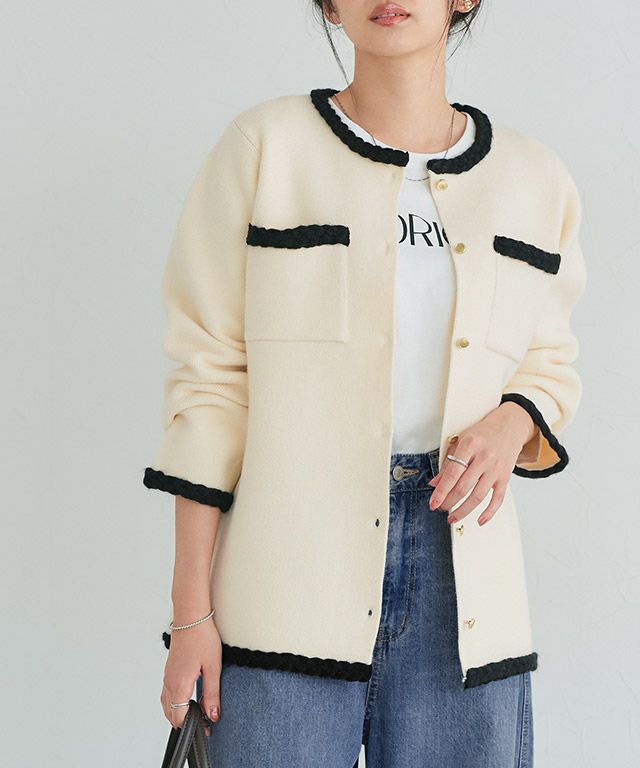 162cm / アイボリー×ブラック / M