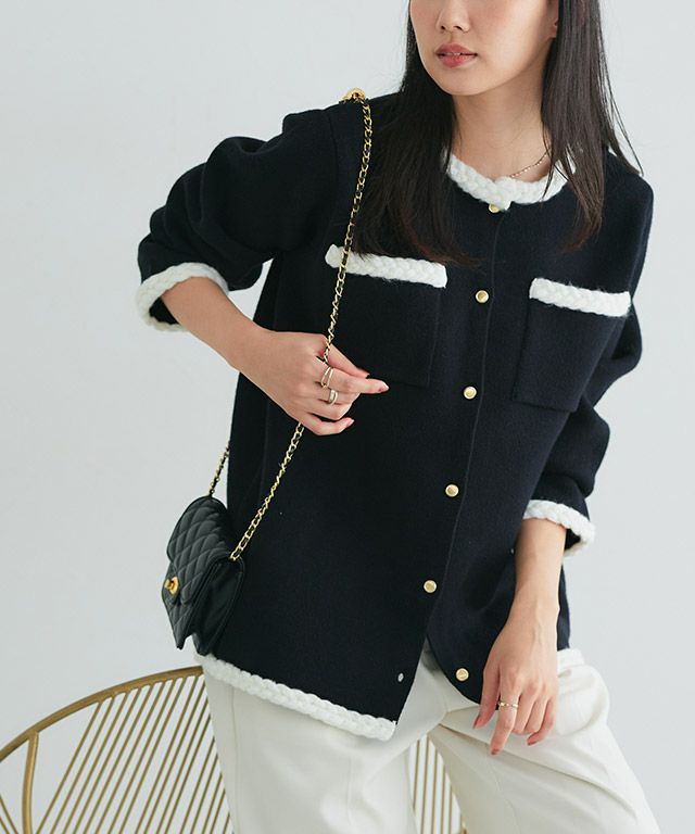 162cm / ブラック×オフホワイト / M