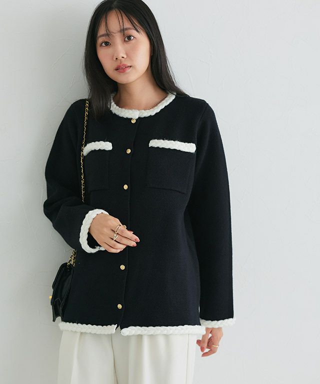 162cm / ブラック×オフホワイト / M