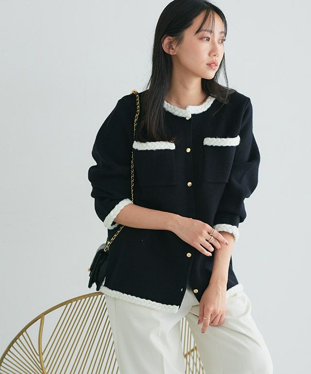 162cm / ブラック×オフホワイト / M