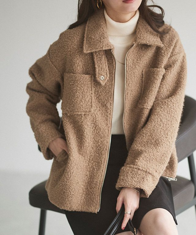 ブークレステンカラーミドル丈コート