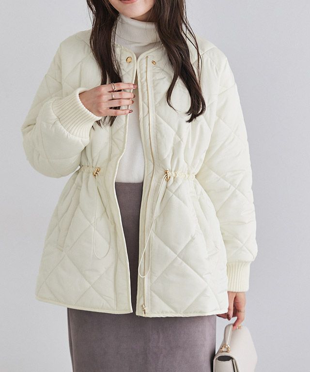 中綿キルティングドロストコート