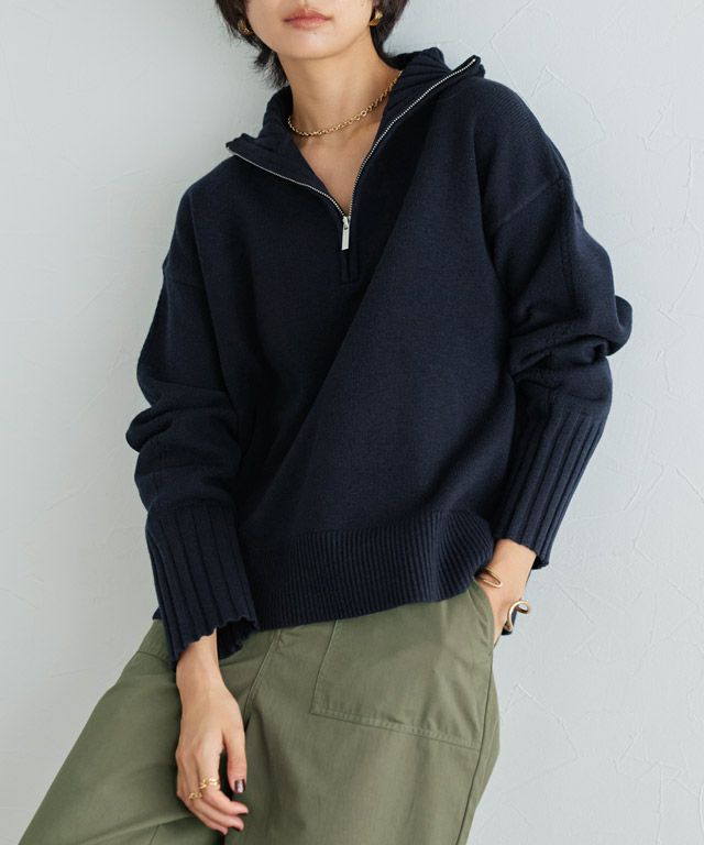 166cm / ダークネイビー×カーキ / M