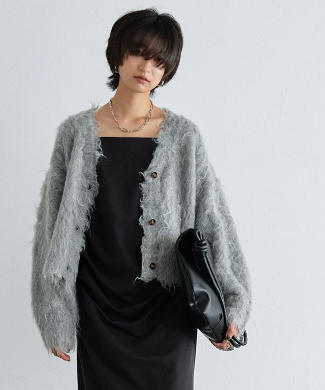 RASW]【コーデセット】シャギーカーデ×キャミワンピset◇送料