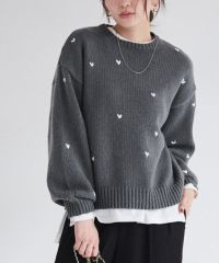 ハート刺繍ニット