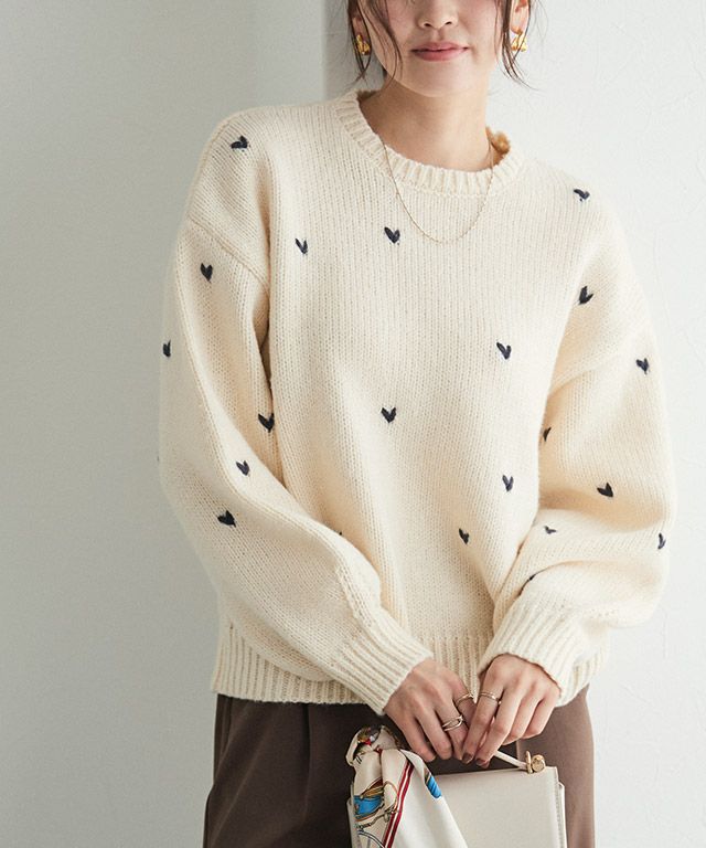ハート刺繍ニット