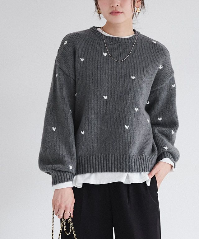 ハート刺繍ニット 【shiho channelさん紹介アイテム】 [送料無料