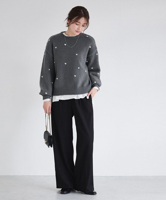 166cm / チャコール×アイボリー / M