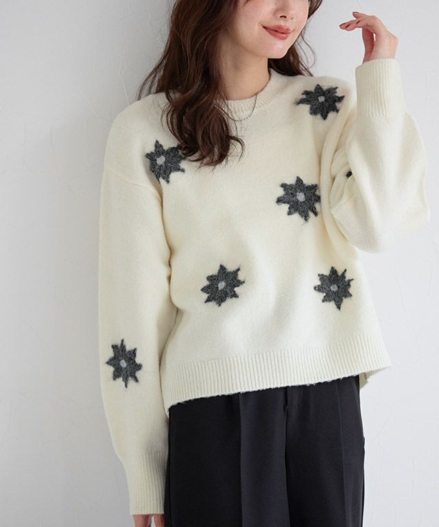 フラワー刺繍ニット | 【公式】Pierrot（ピエロ）レディース