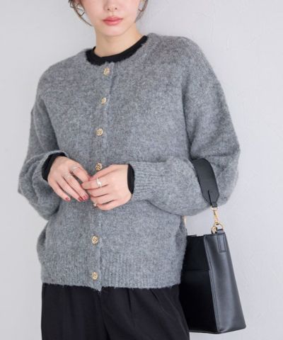 ウールミックスゴールドボタンニットカーディガン