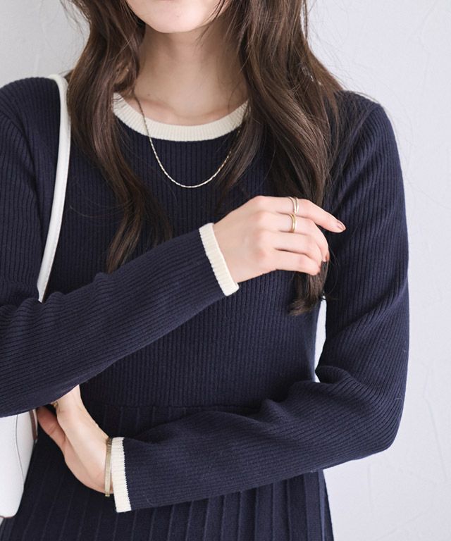 166cm / ネイビー×アイボリー / M