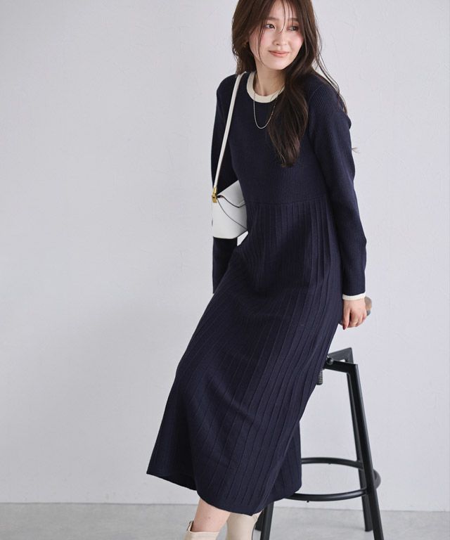 166cm / ネイビー×アイボリー / M