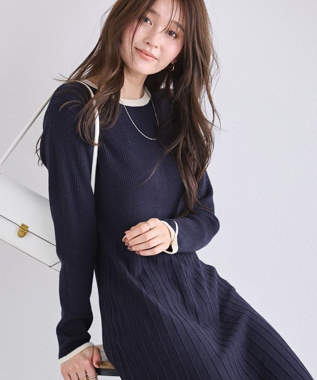 166cm / ネイビー×アイボリー / M