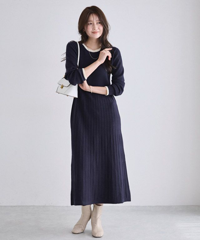 166cm / ネイビー×アイボリー / M