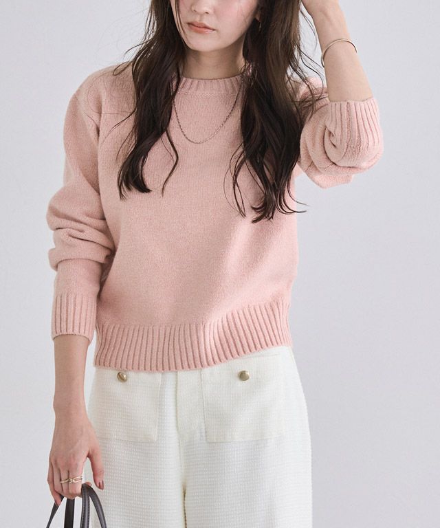 166cm / ラメ / ピンク / クルーネック / M