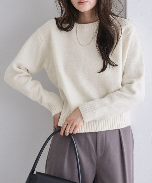 166cm / ラメ / オフホワイト / クルーネック / M