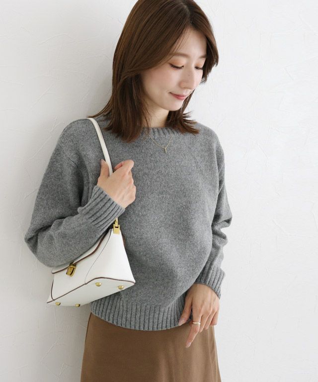 163cm / 無地 / チャコール / クルーネック / M