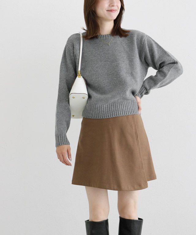 163cm / 無地 / チャコール / クルーネック / M