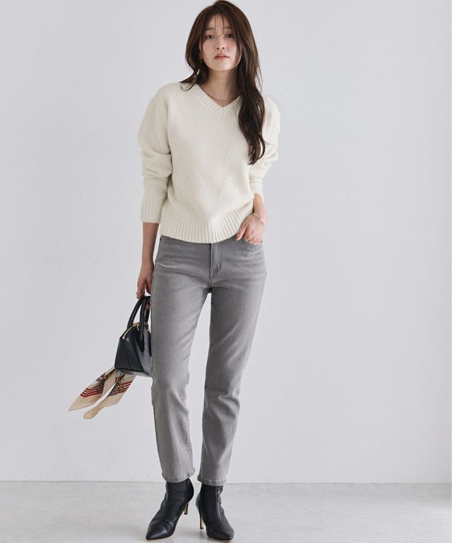 166cm / ラメ / オフホワイト / Vネック / M