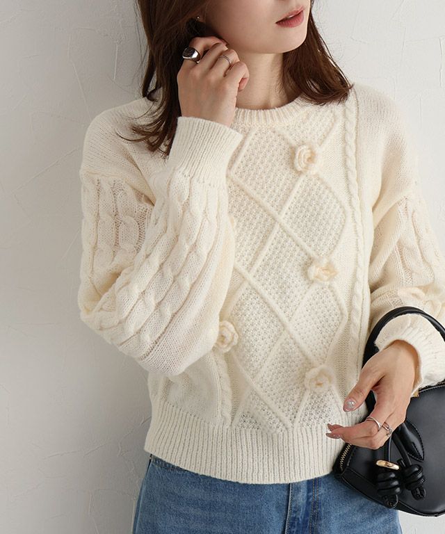 ローズモチーフニット