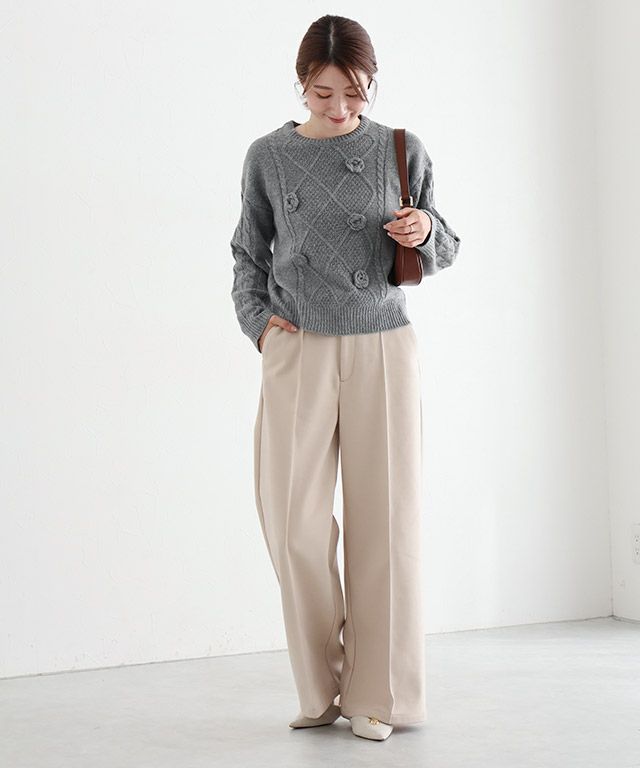 ぴえろページ ストレッチツイルワイドパンツ 【Pierrot】【スピード配送】