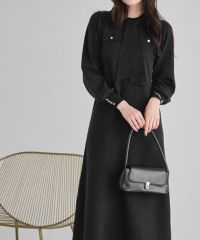 ボウタイポケットニットワンピース