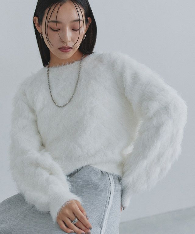 [ECLAM] フェザークロップドニット