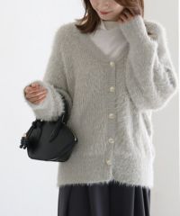 ゴールドボタンシャギーニットカーディガン