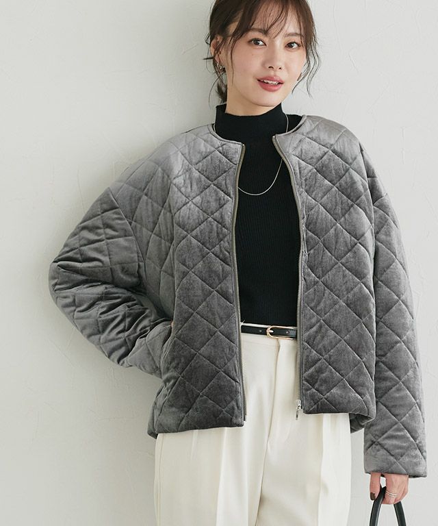 ベロアキルティングブルゾン