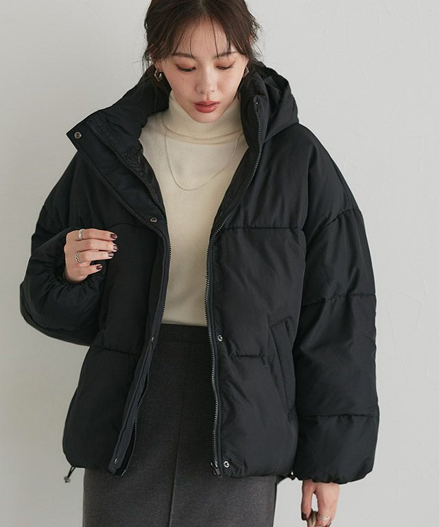 フェイクダウンラウンドコート