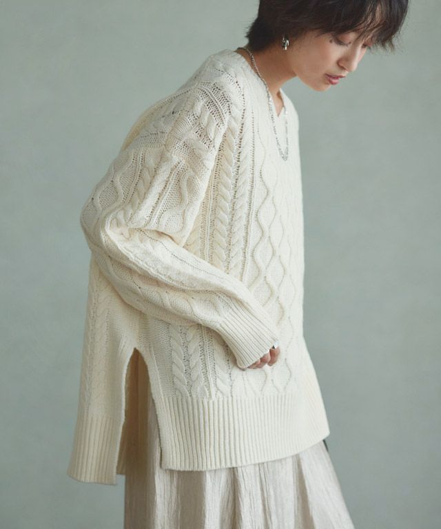 166cm / アイボリー×ライトベージュ / M