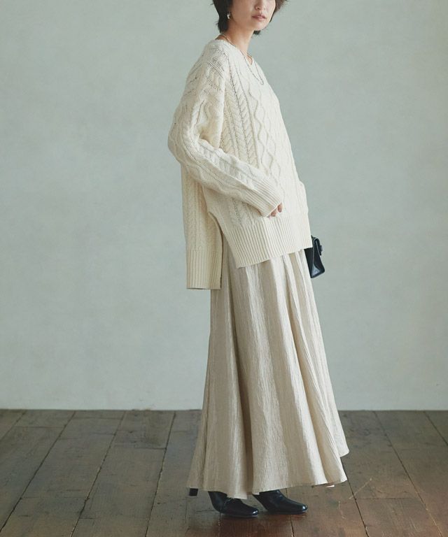 166cm / アイボリー×ライトベージュ / M